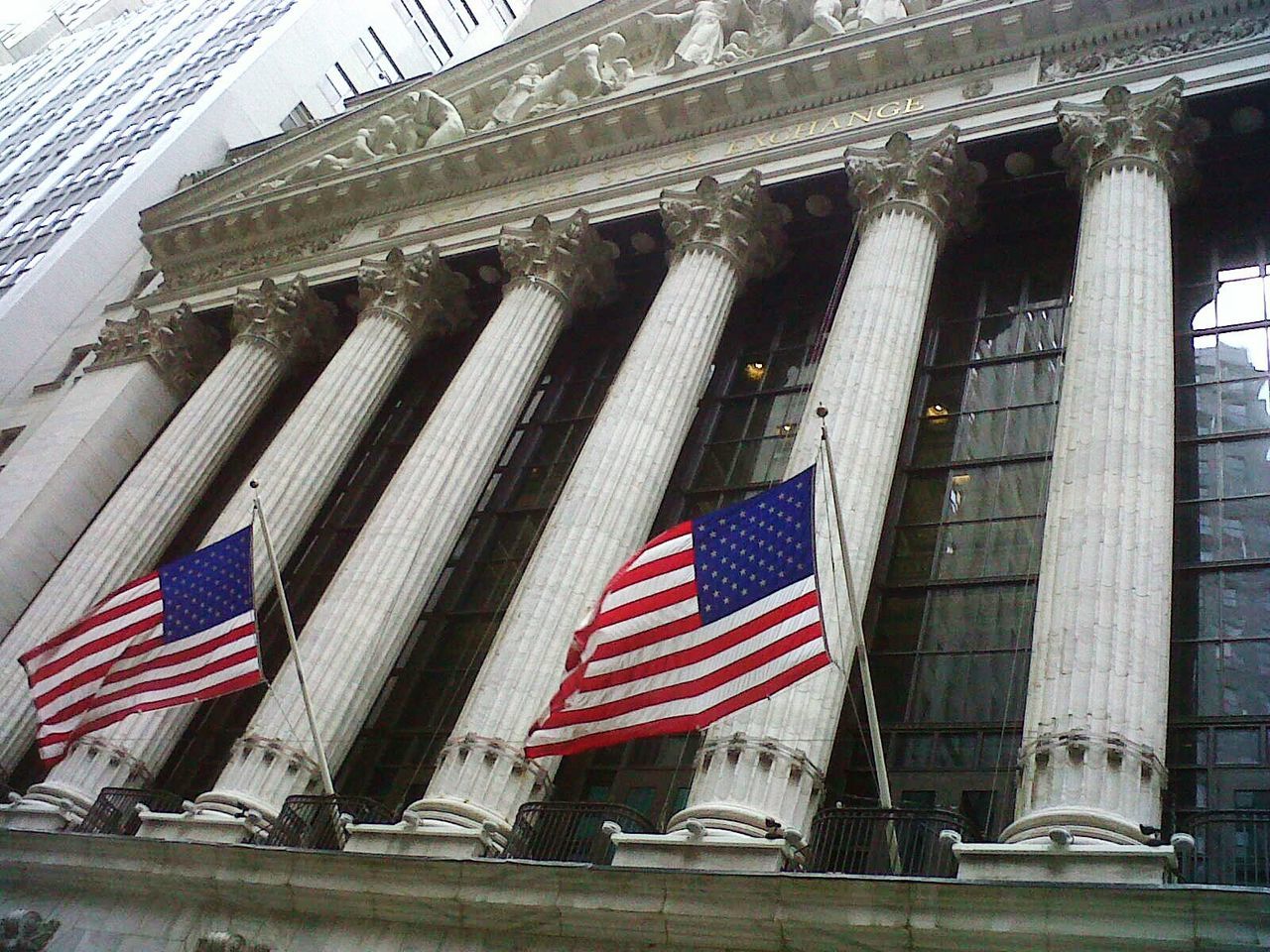 FLAG AGAINST BUILDING