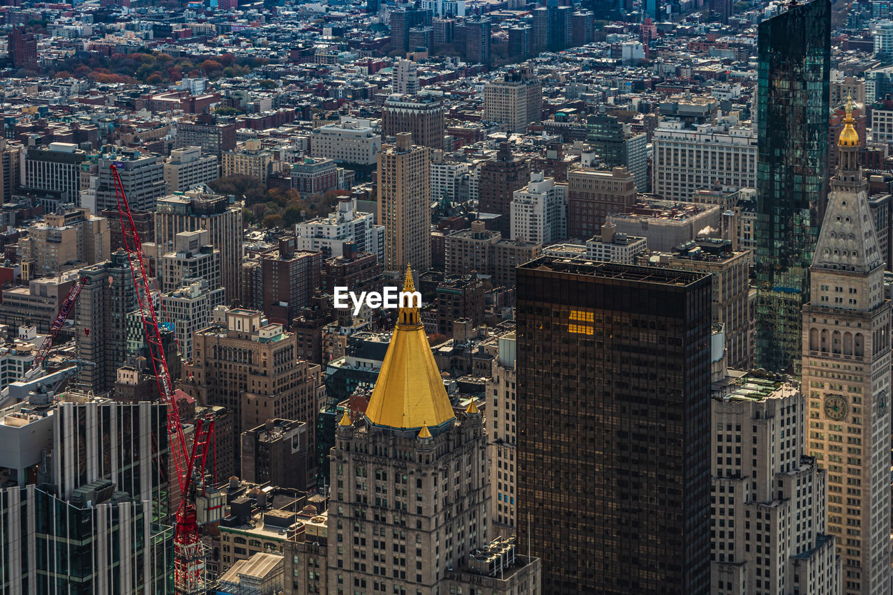 High angle view of buildings in new york city