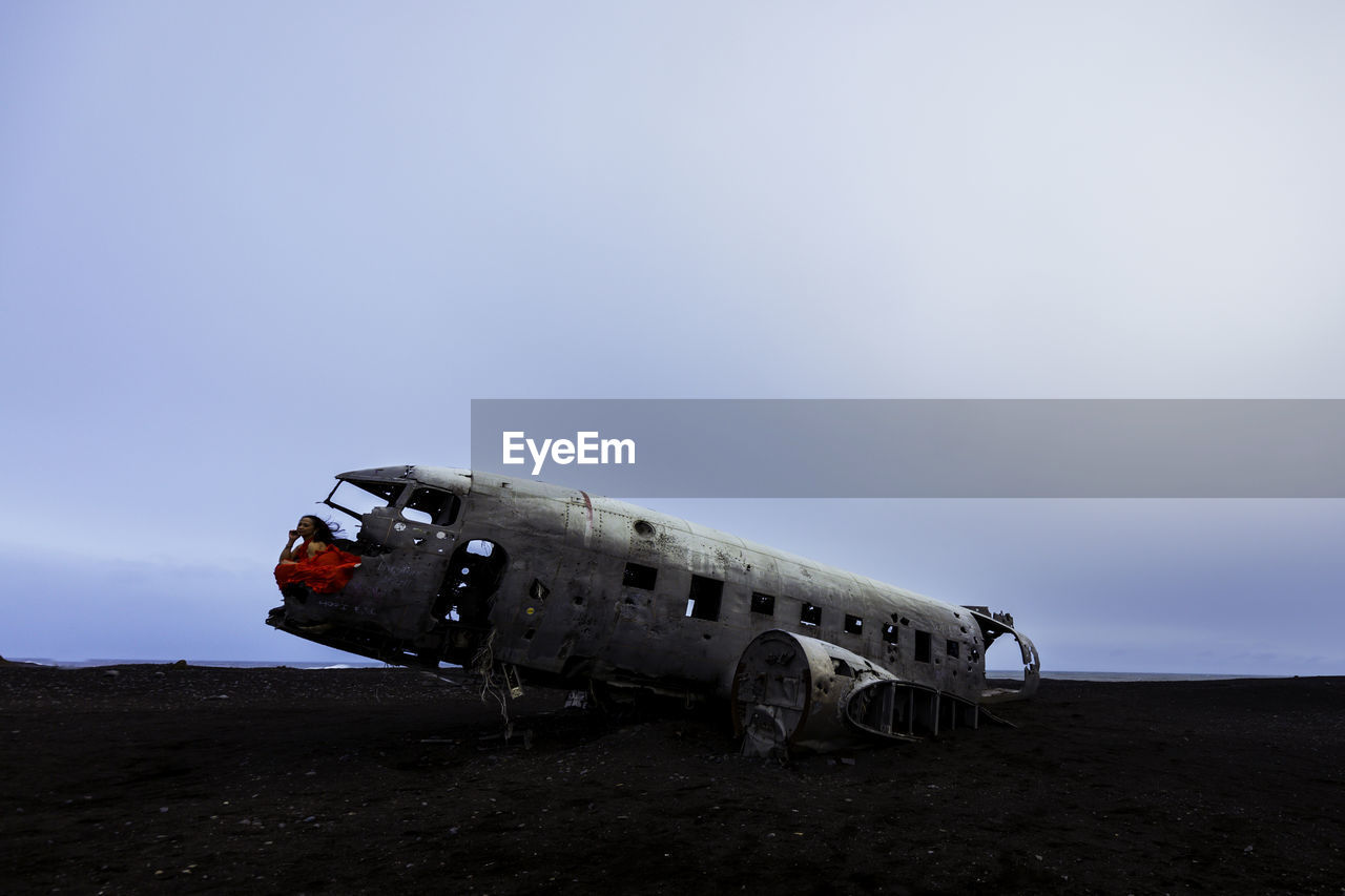 ABANDONED AIRPLANE ON RUNWAY