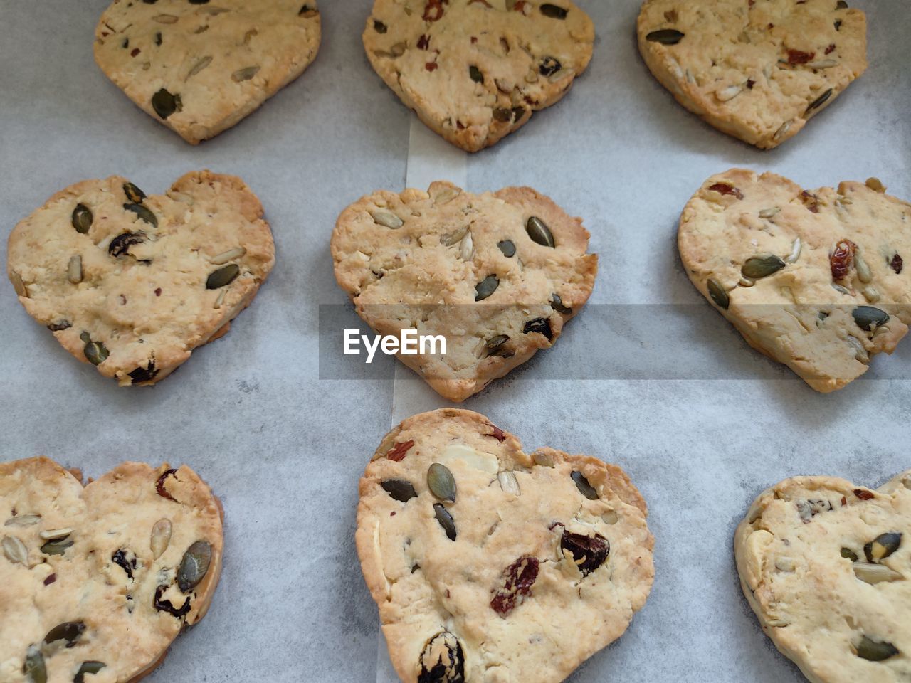 High angle view of cookies