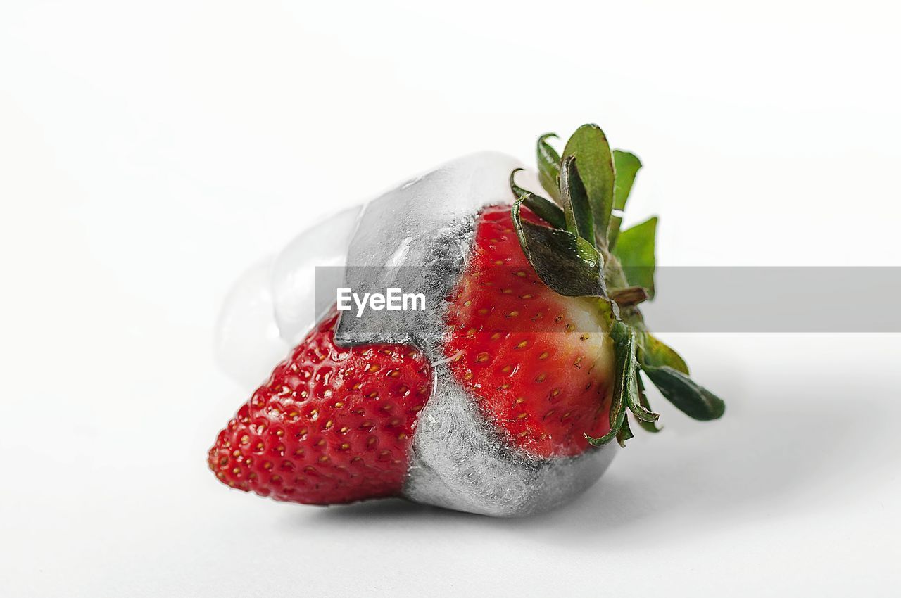 Close-up of frozen strawberry