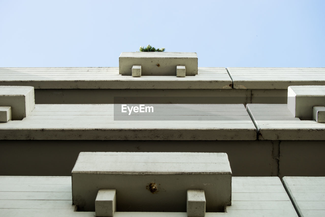 Low angle view of building against clear sky