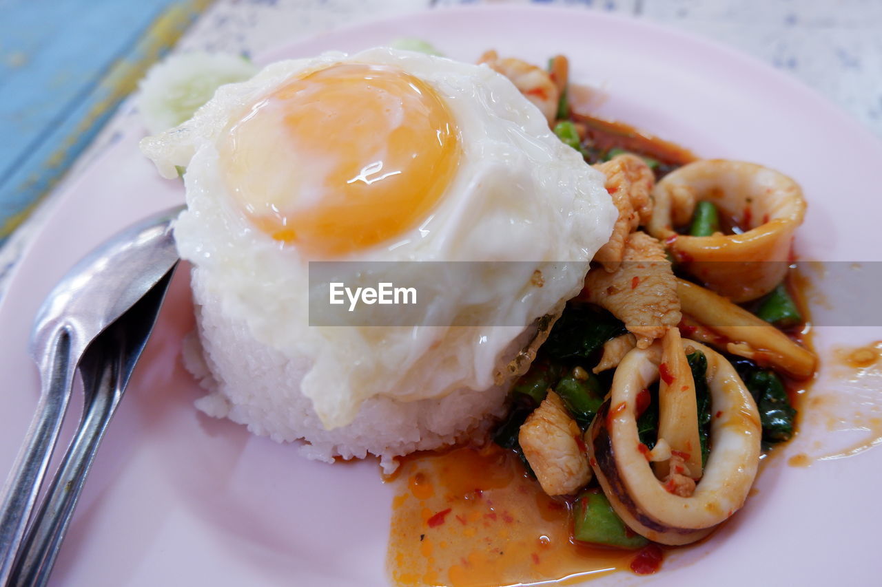 Close-up of meal served in plate