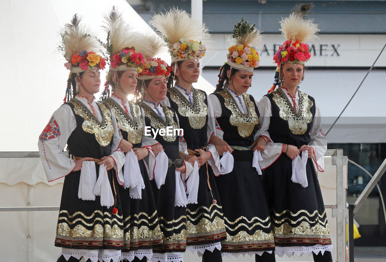 Women standing during traditional festival