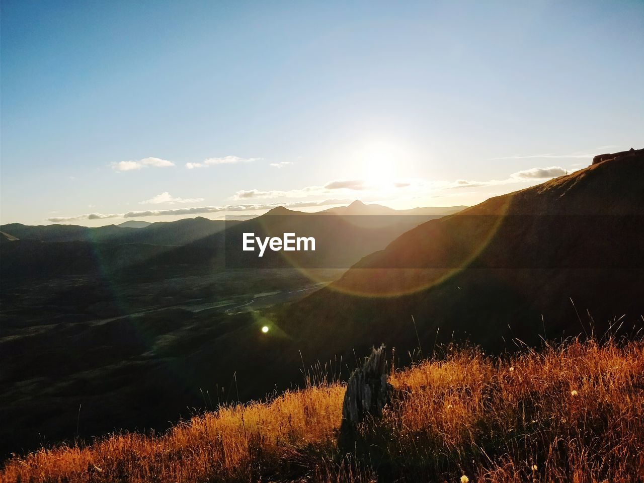 Scenic view of landscape against sky during sunset