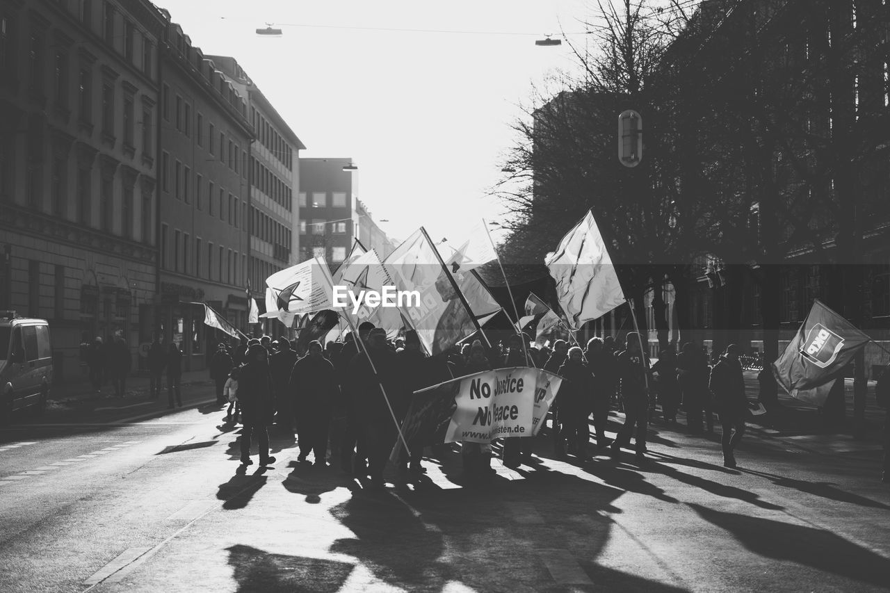 Protest march on city street