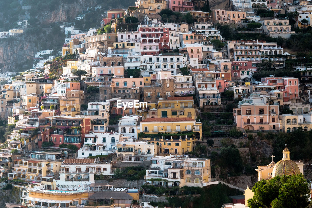 High angle view of buildings in city