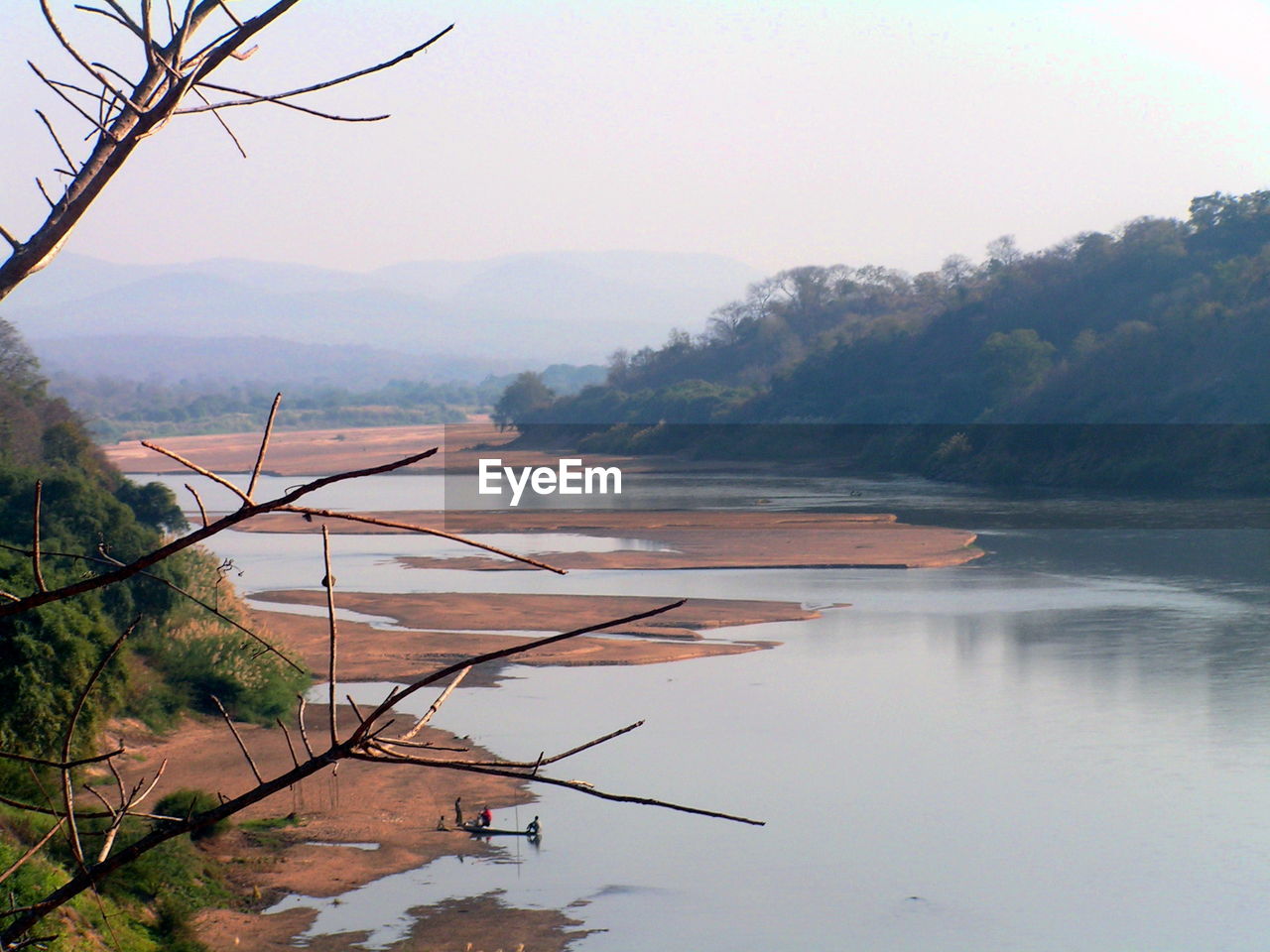 Scenic view of lake against clear sky