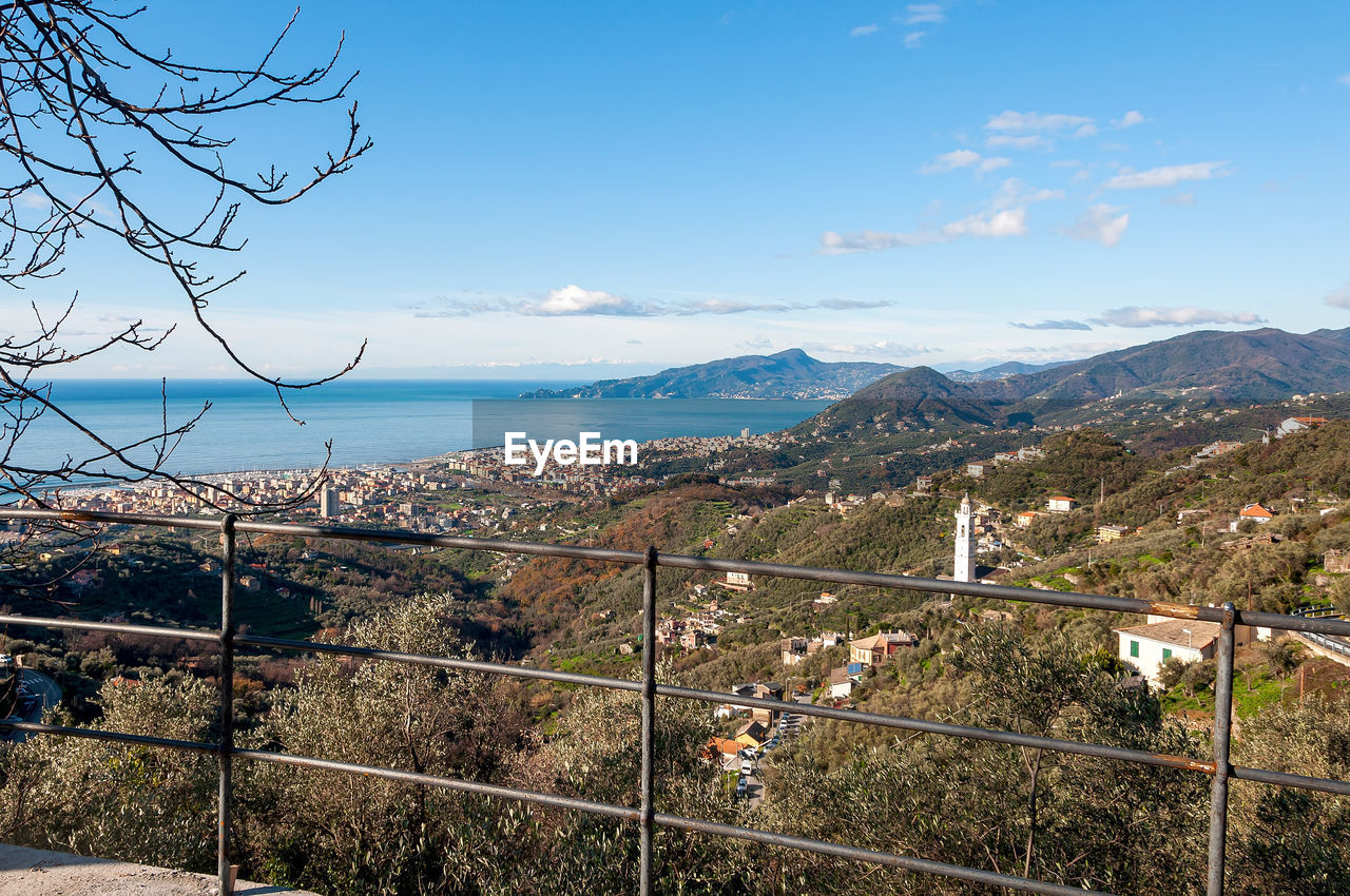 High angle view of cityscape against sky