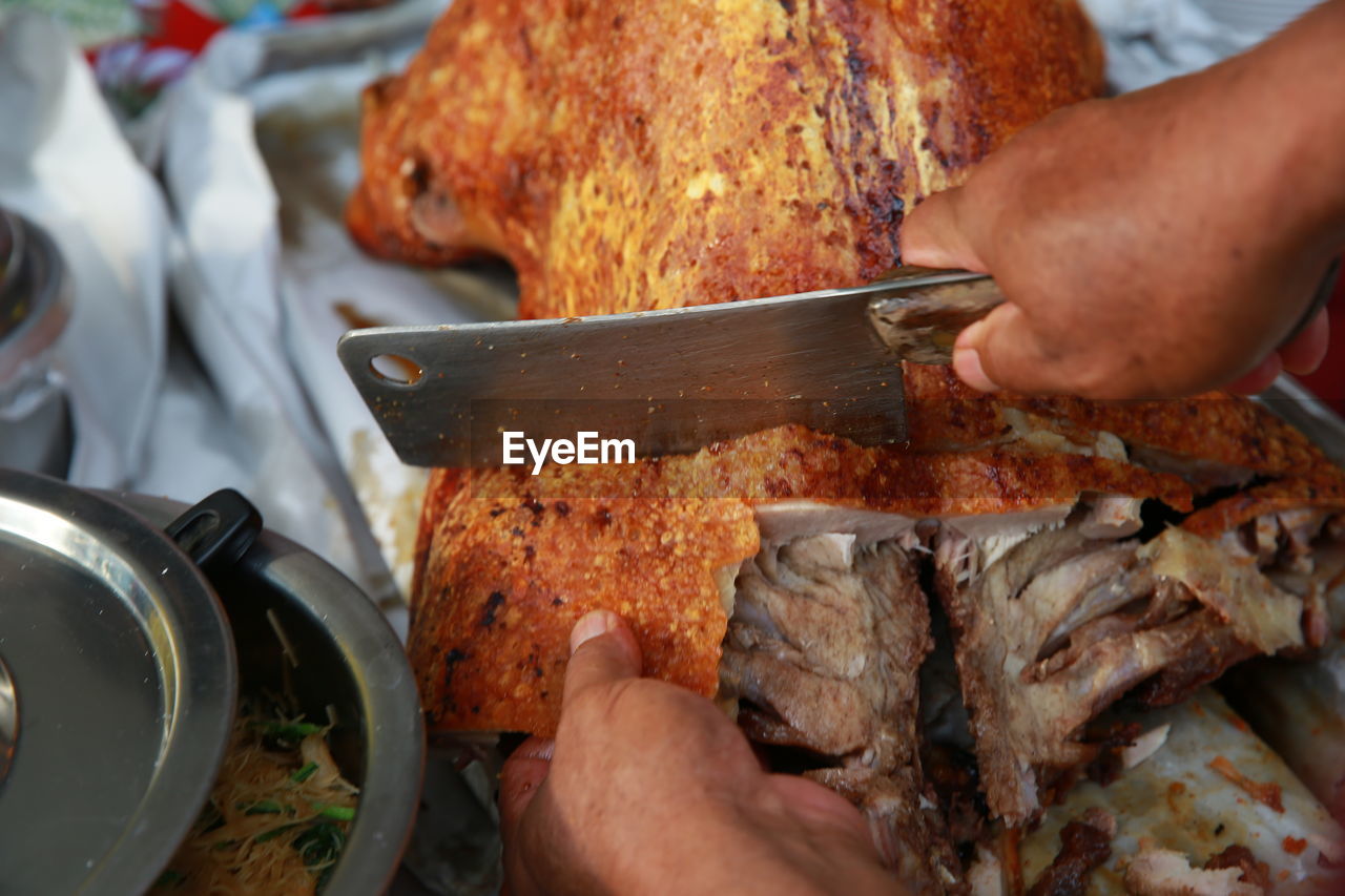 Midsection of person preparing food