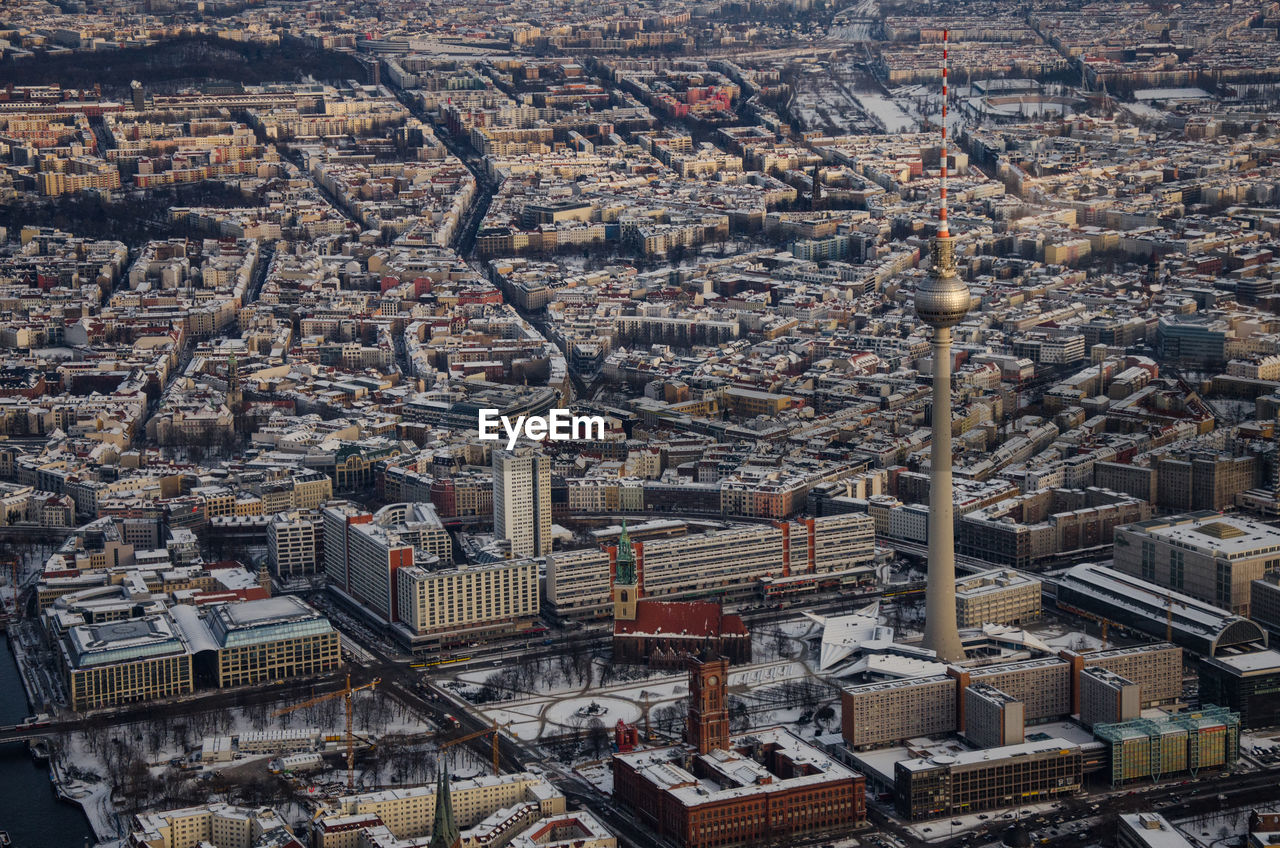 Aerial view of berlin in winter