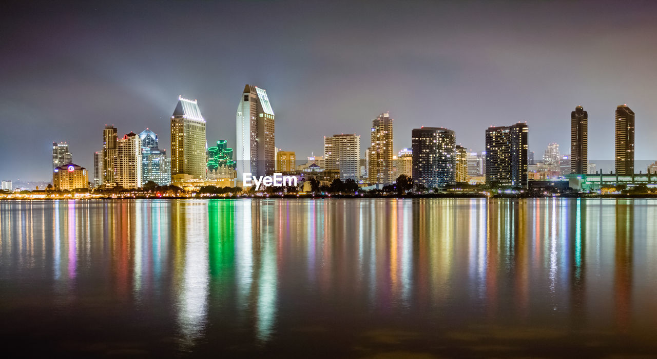 Illuminated city at night