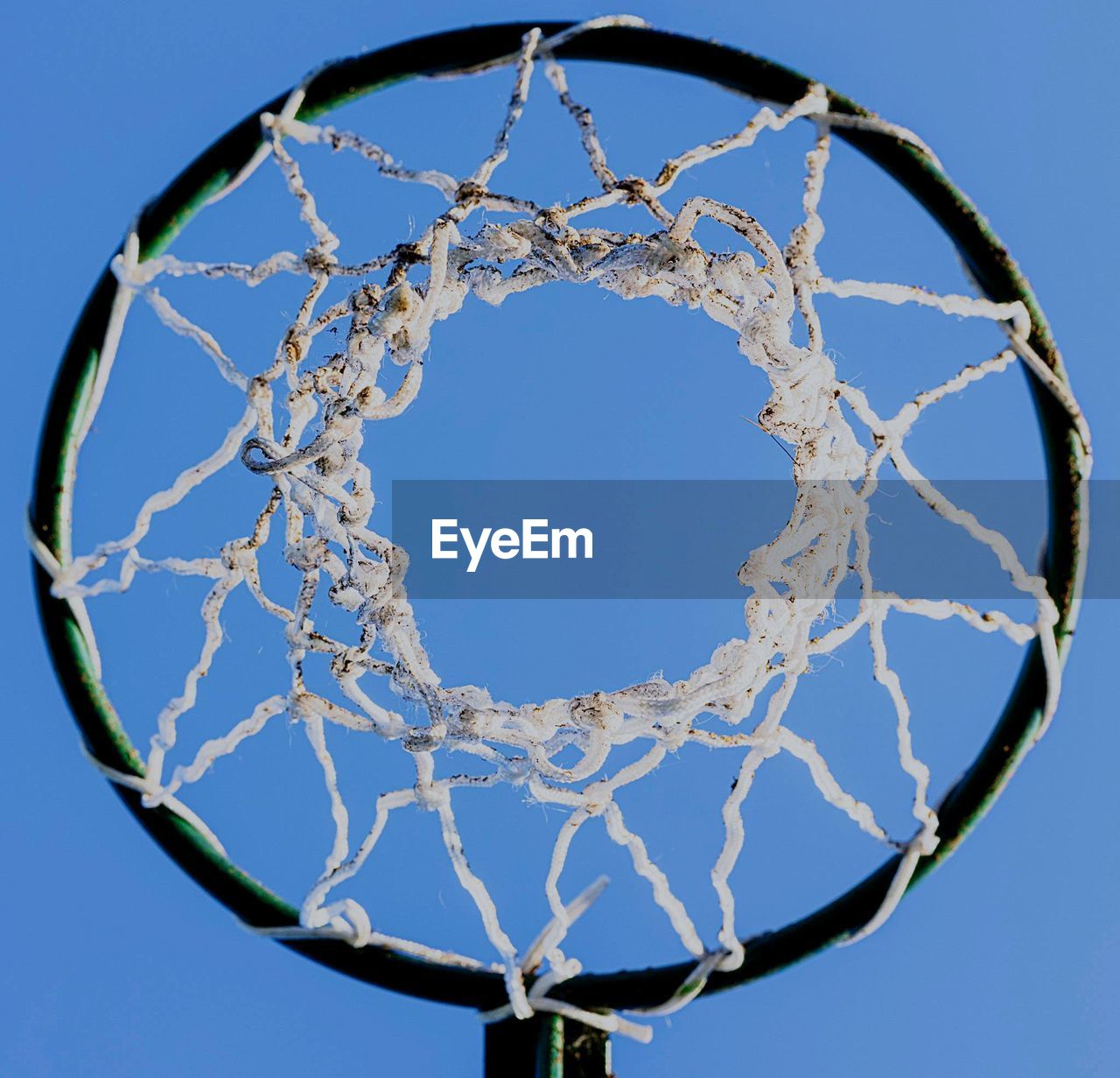 basketball, basketball hoop, net - sports equipment, blue, sky, net, sports, clear sky, no people, nature, scoring, circle, shape, geometric shape