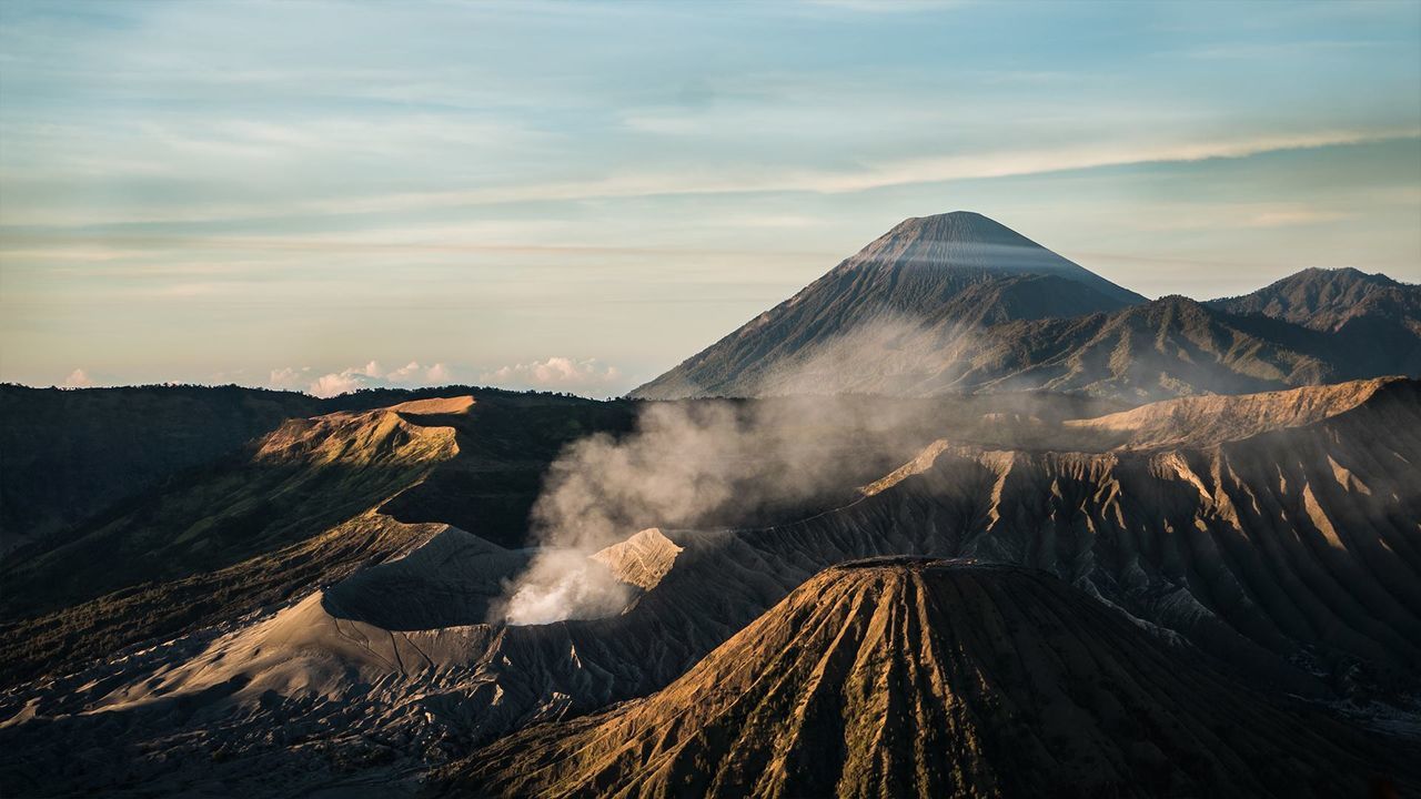 PANORAMIC VIEW OF VOLCANIC LANDSCAPE