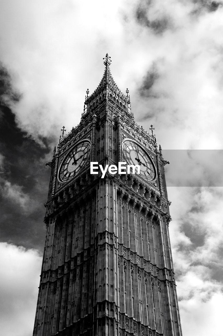 Low angle view of big ben against sky in city