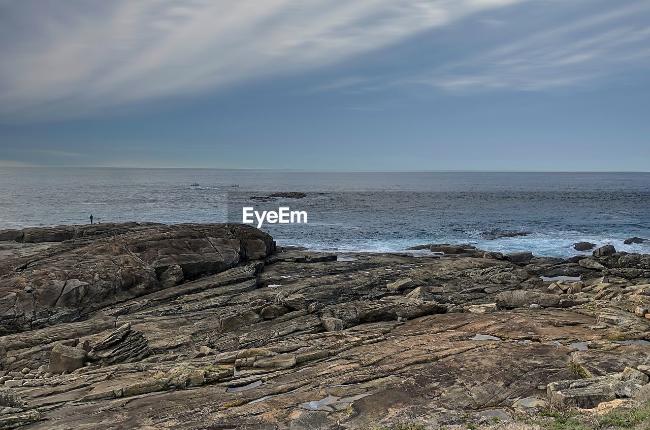 SCENIC VIEW OF SEA SHORE AGAINST SKY