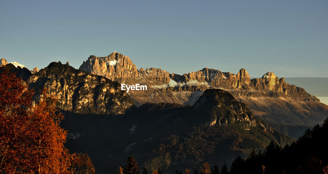 Panoramic view of mountains against clear sky, bolzano