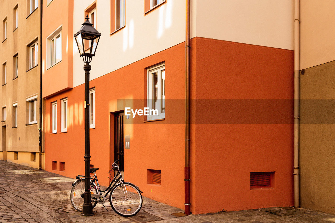 Bicycle parked outside residential building