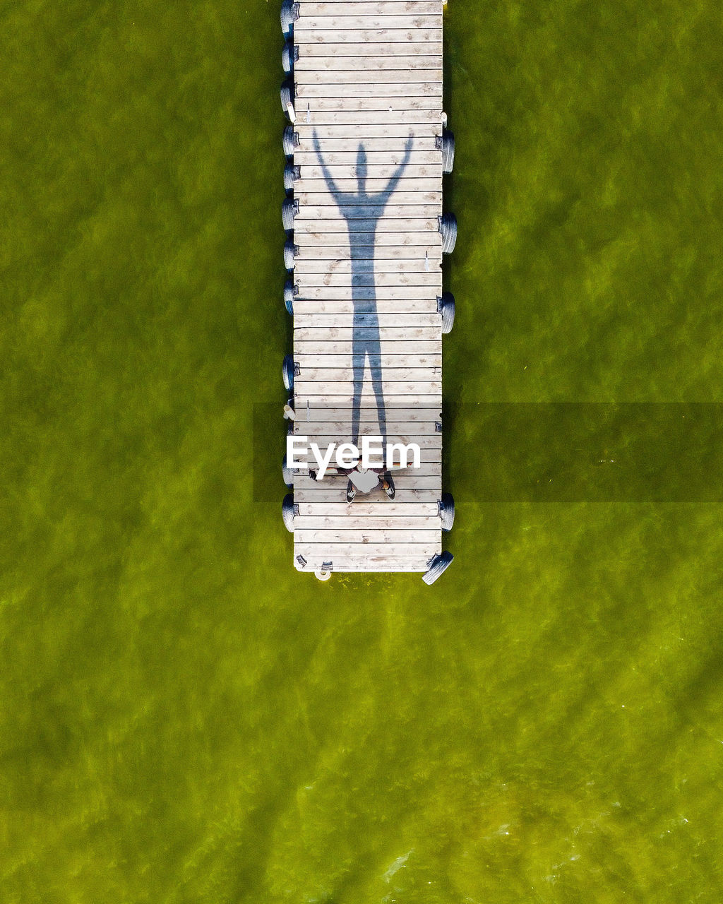 High angle view of boat on lake