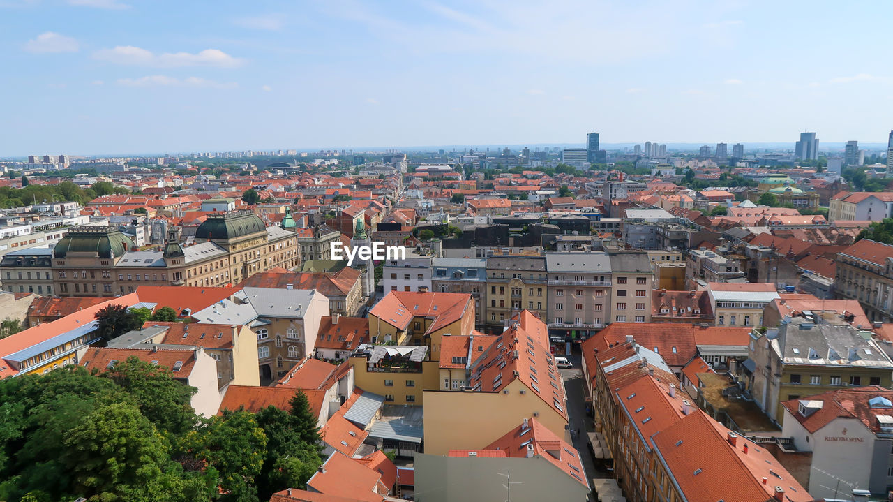 Zagreb aerial skyline rooftops view, capital of croatia panoramic view