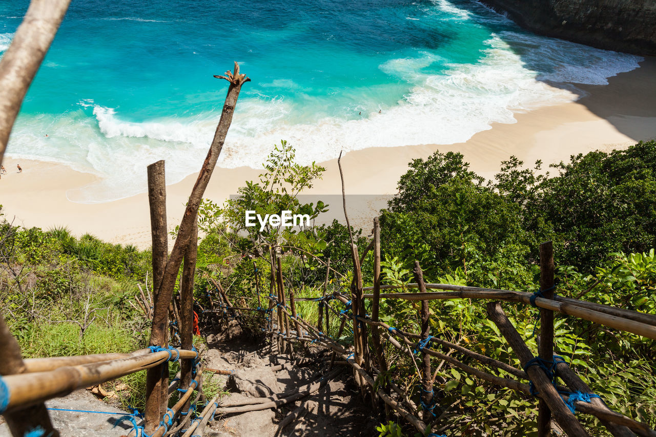 High angle view of beach and sea