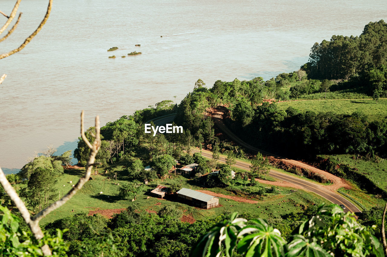 HIGH ANGLE VIEW OF LAND AND SEA