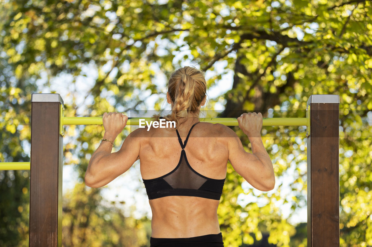 Woman exercising outdoors