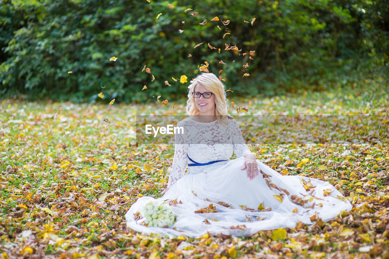 Woman sitting grass