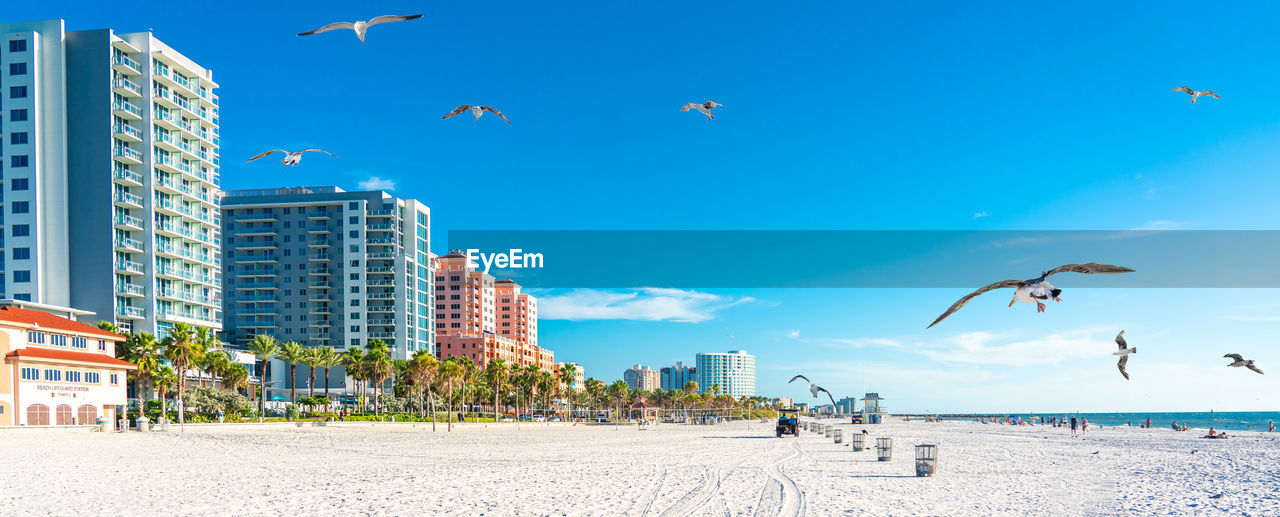 low angle view of people at beach