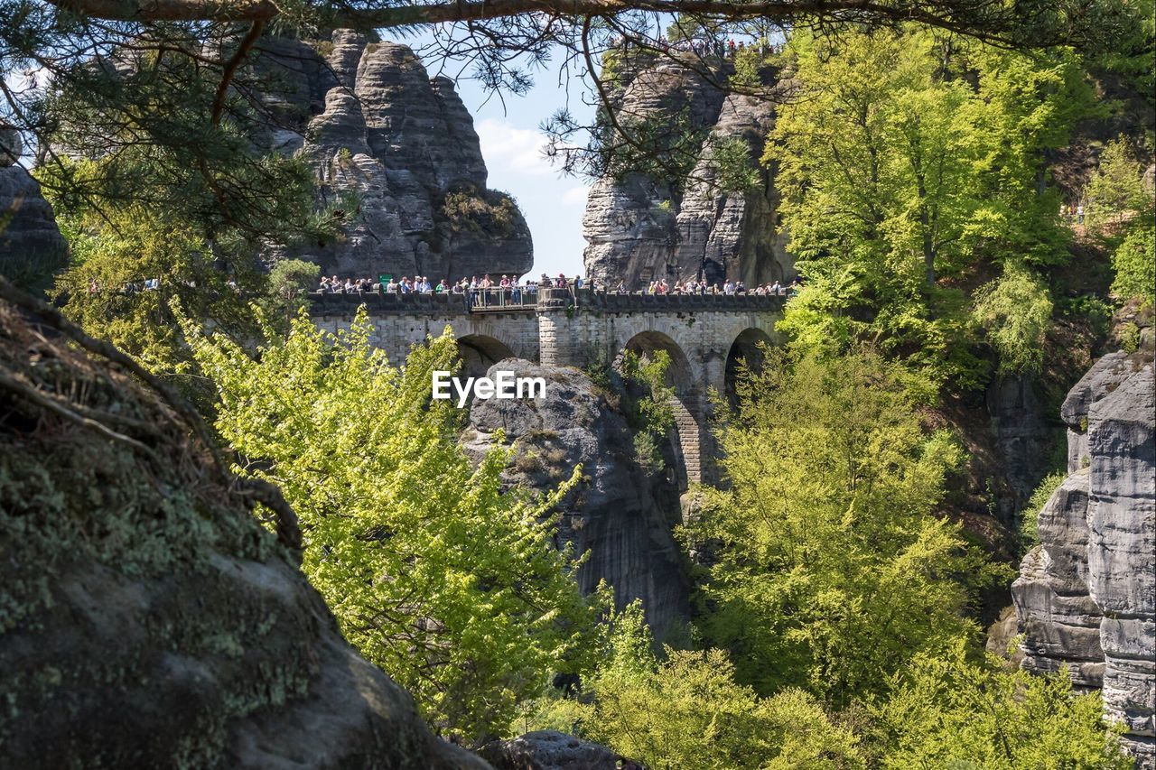 Arch bridge over river