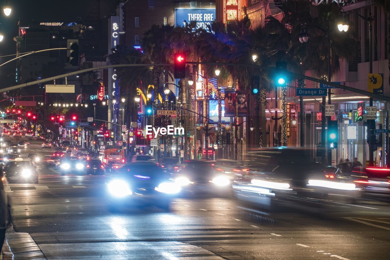 Hollywood boulevard in los angeles california at night