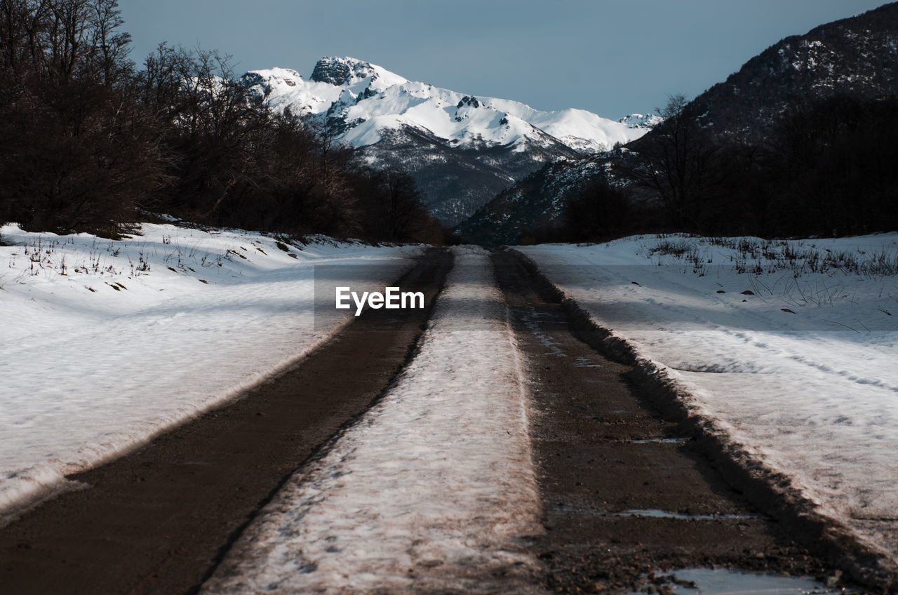 Scenic view of snow covered mountains