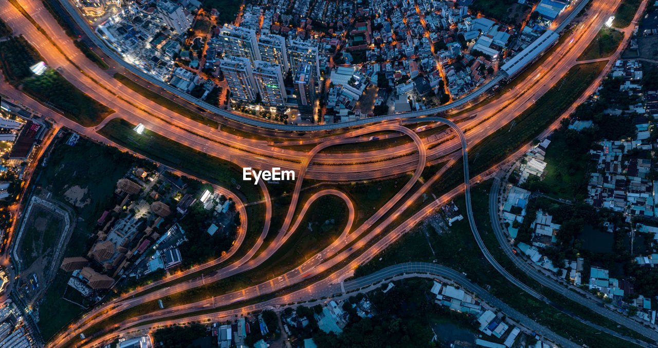 High angle view of traffic on road