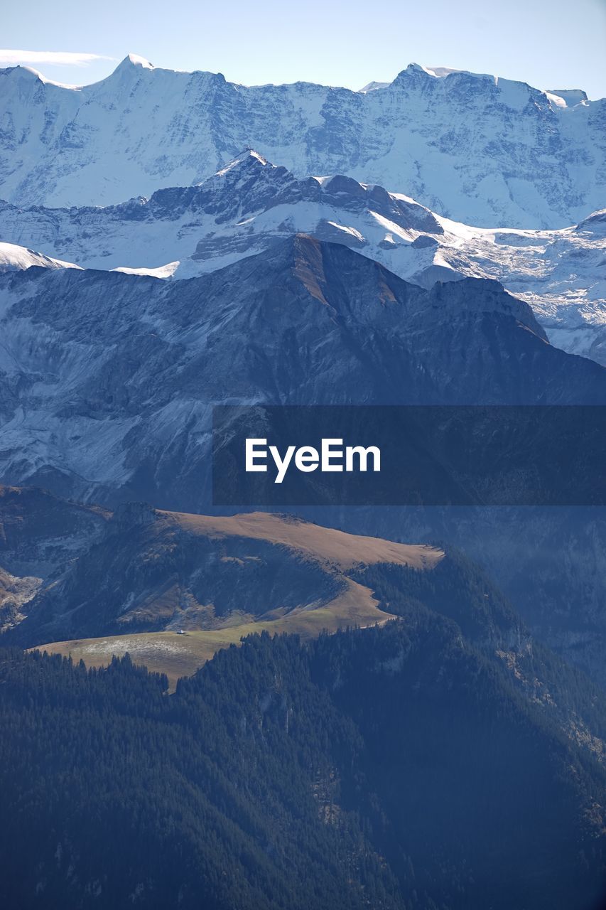 Aerial view of snowcapped mountains