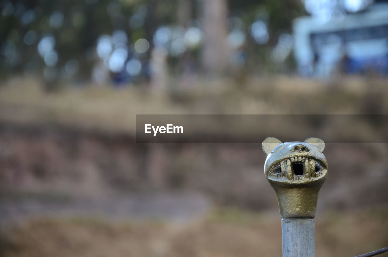 Close-up of a wooden post