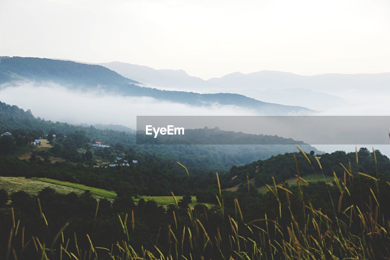 Scenic view of mountains against clear sky