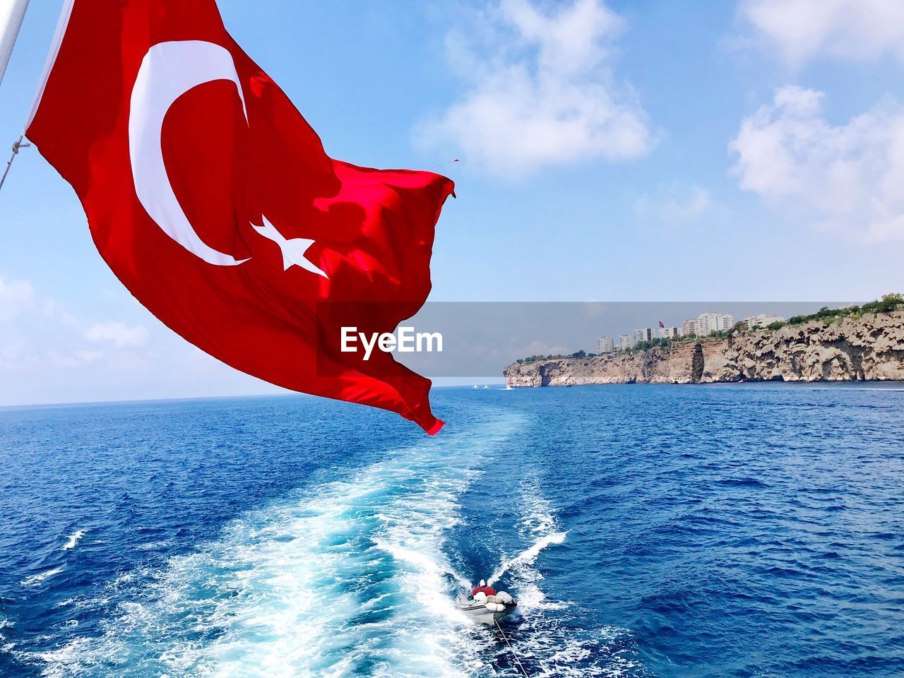 Turkish flag by sea