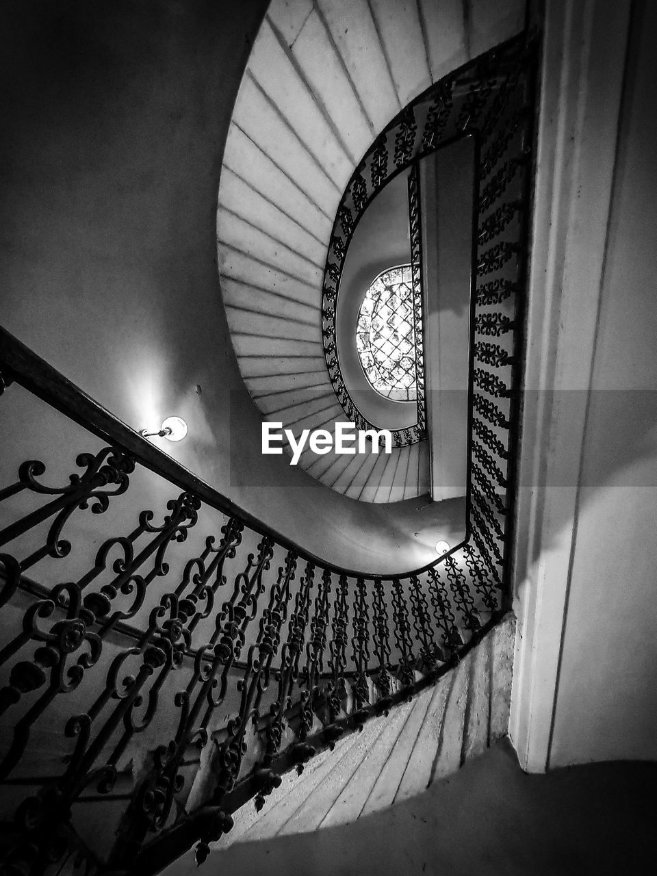 directly below shot of spiral staircase