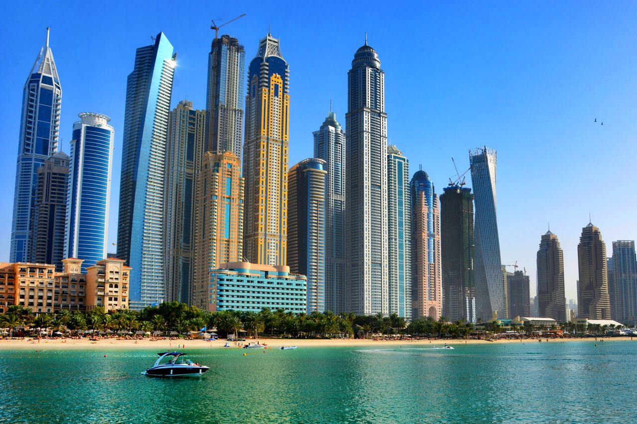 Panoramic view of modern buildings against sky