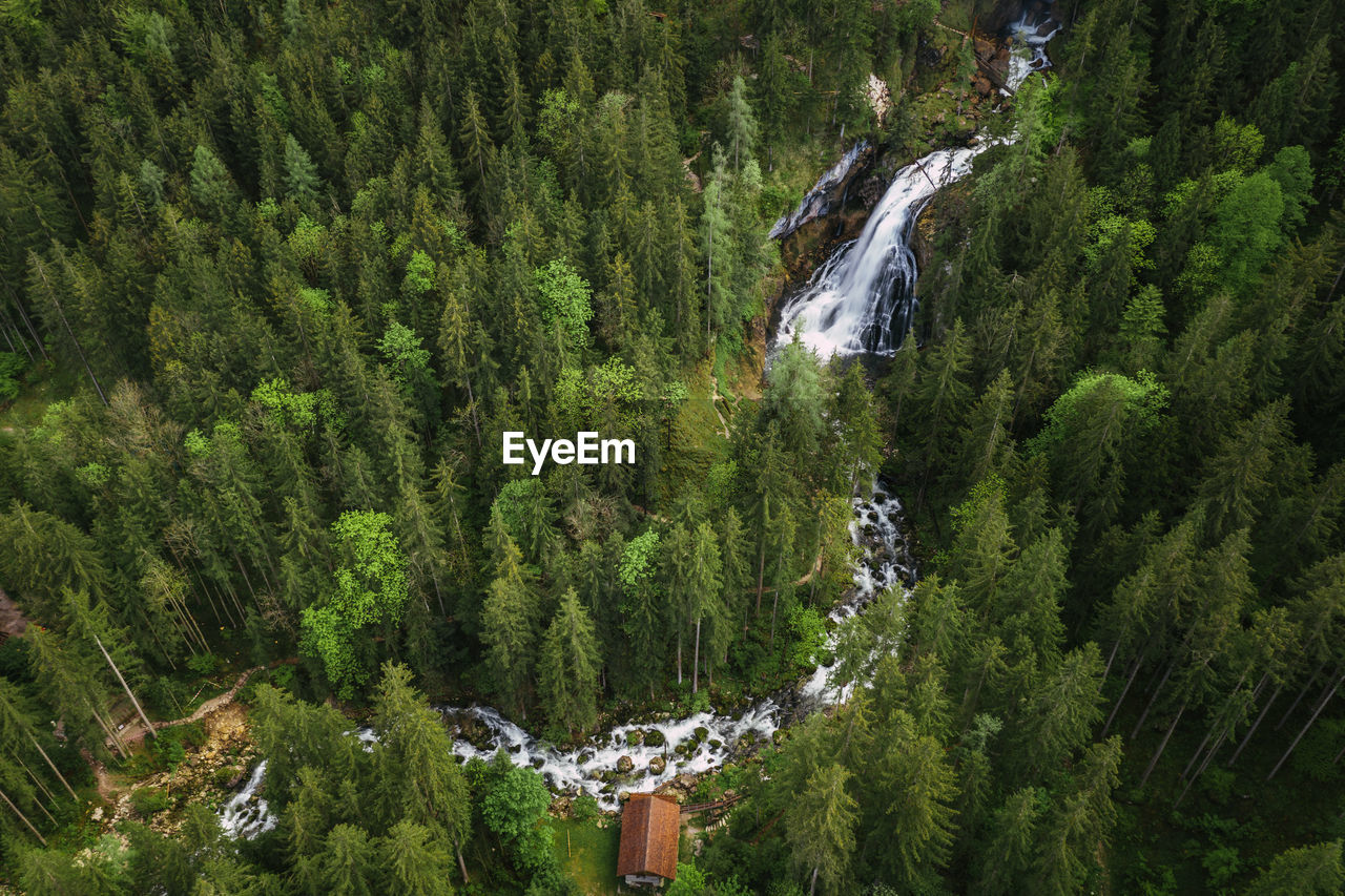 Aerial image of beautiful waterfalls in golling, salzburg, austria