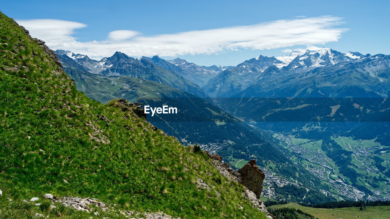 Scenic view of mountains against sky