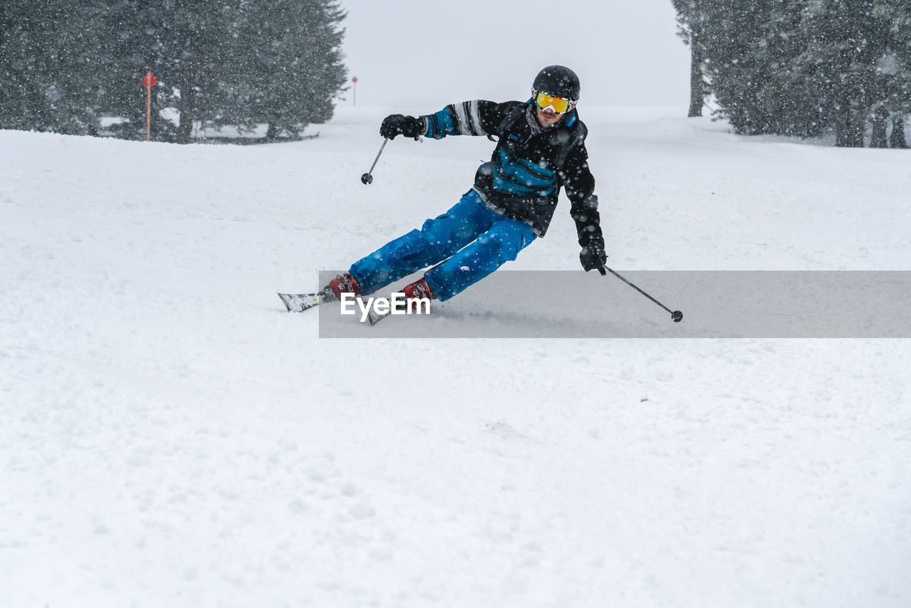 High angle view of person skiing on snow