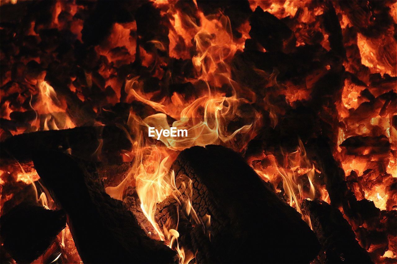 Full frame shot of burning firewood