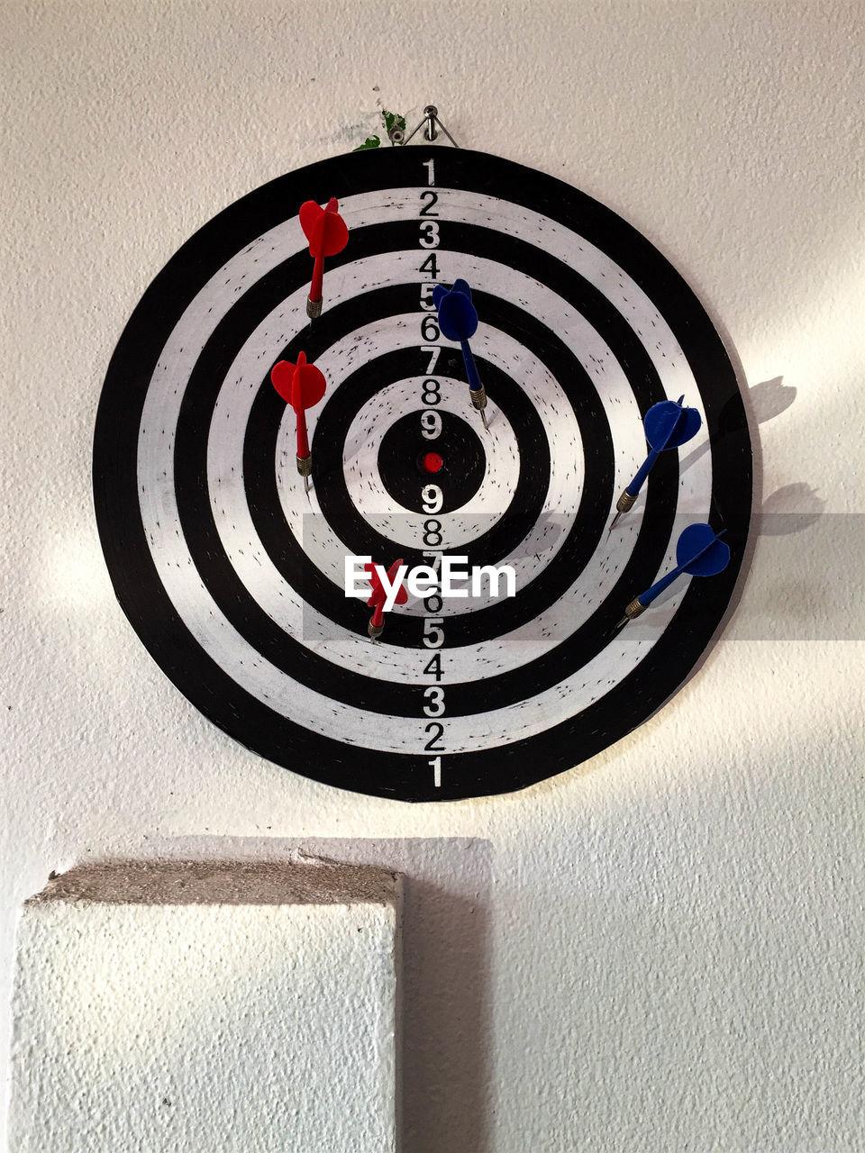 Close-up of dartboard on wall