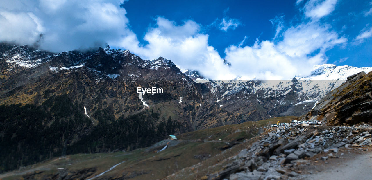 Scenic view of mountains against sky