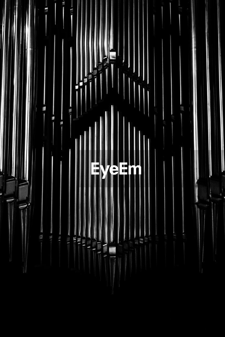 Full frame shot of pipe organ in church
