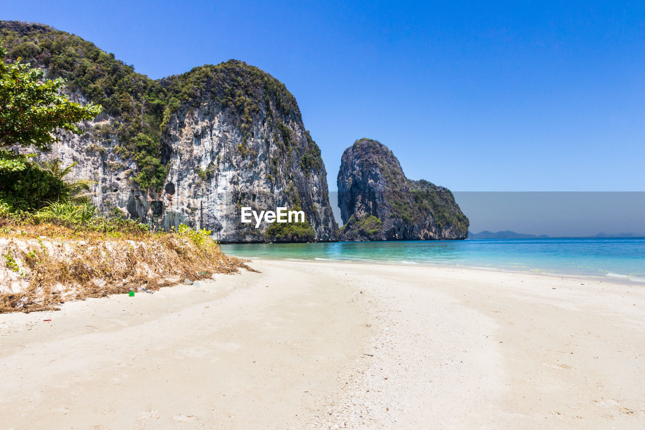 SCENIC VIEW OF BEACH AGAINST CLEAR SKY