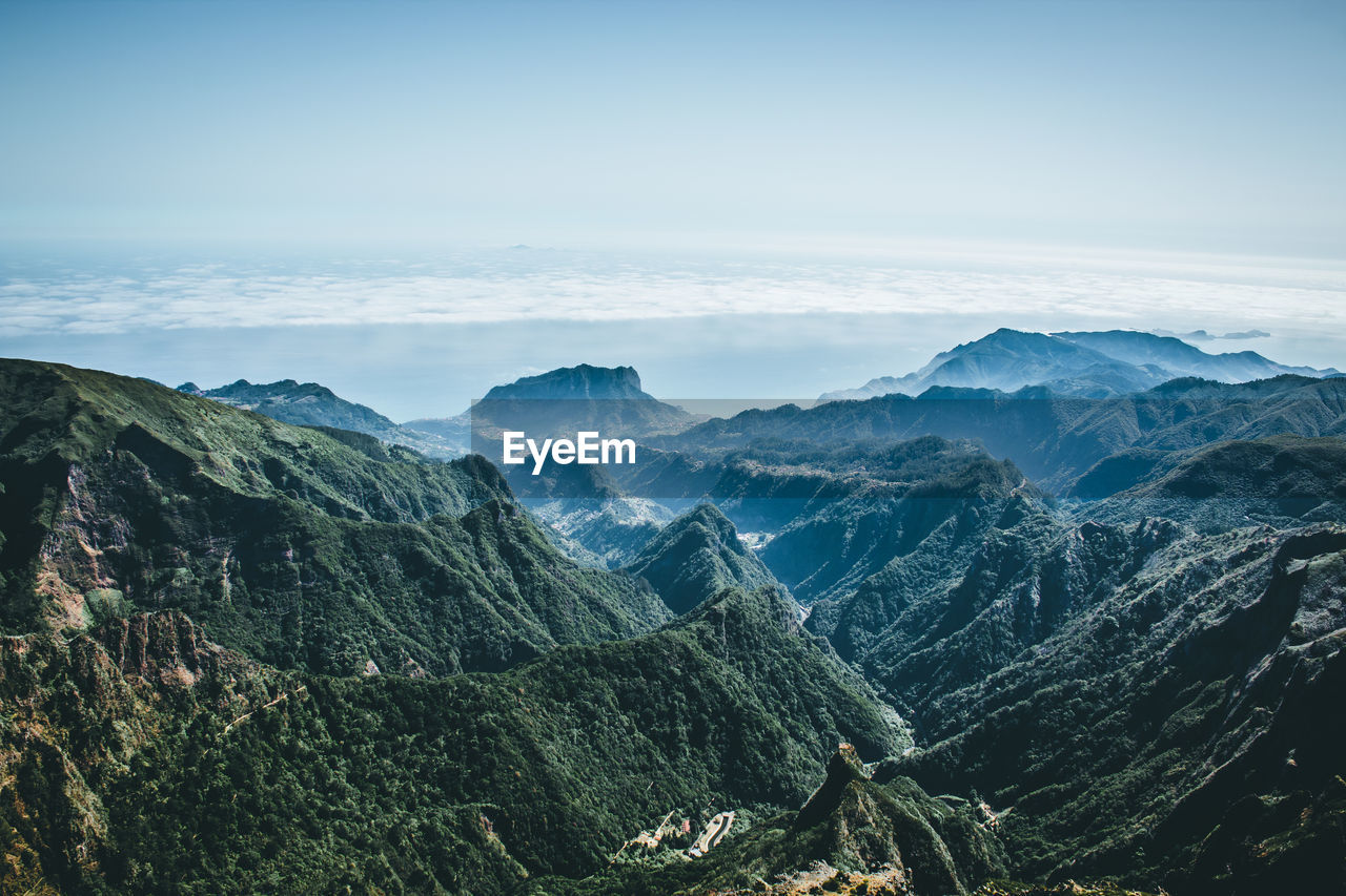 AERIAL VIEW OF MOUNTAINS AGAINST SKY