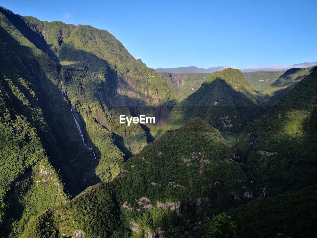 Scenic view of mountains against clear sky