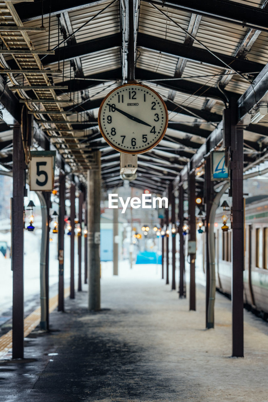 Clock at railroad station platform